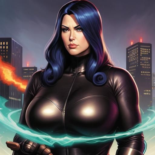 Curvy Spy in Comic Book Art Style