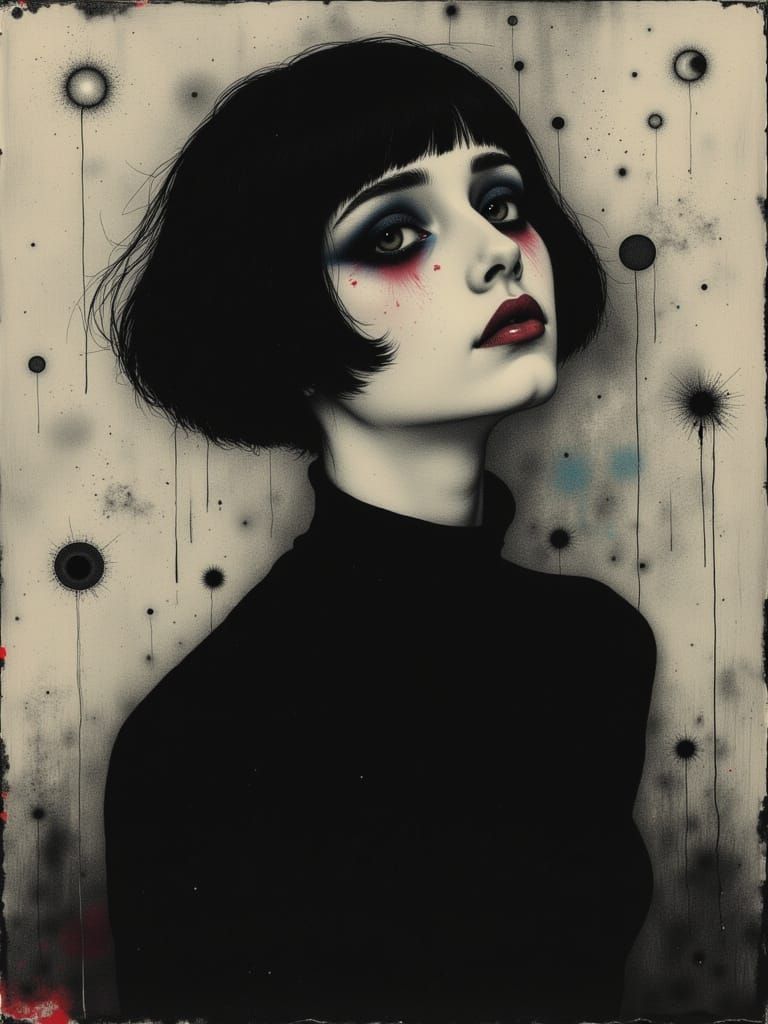 Vivid Portrait of a Young Woman in a Dreamlike, Painterly St...