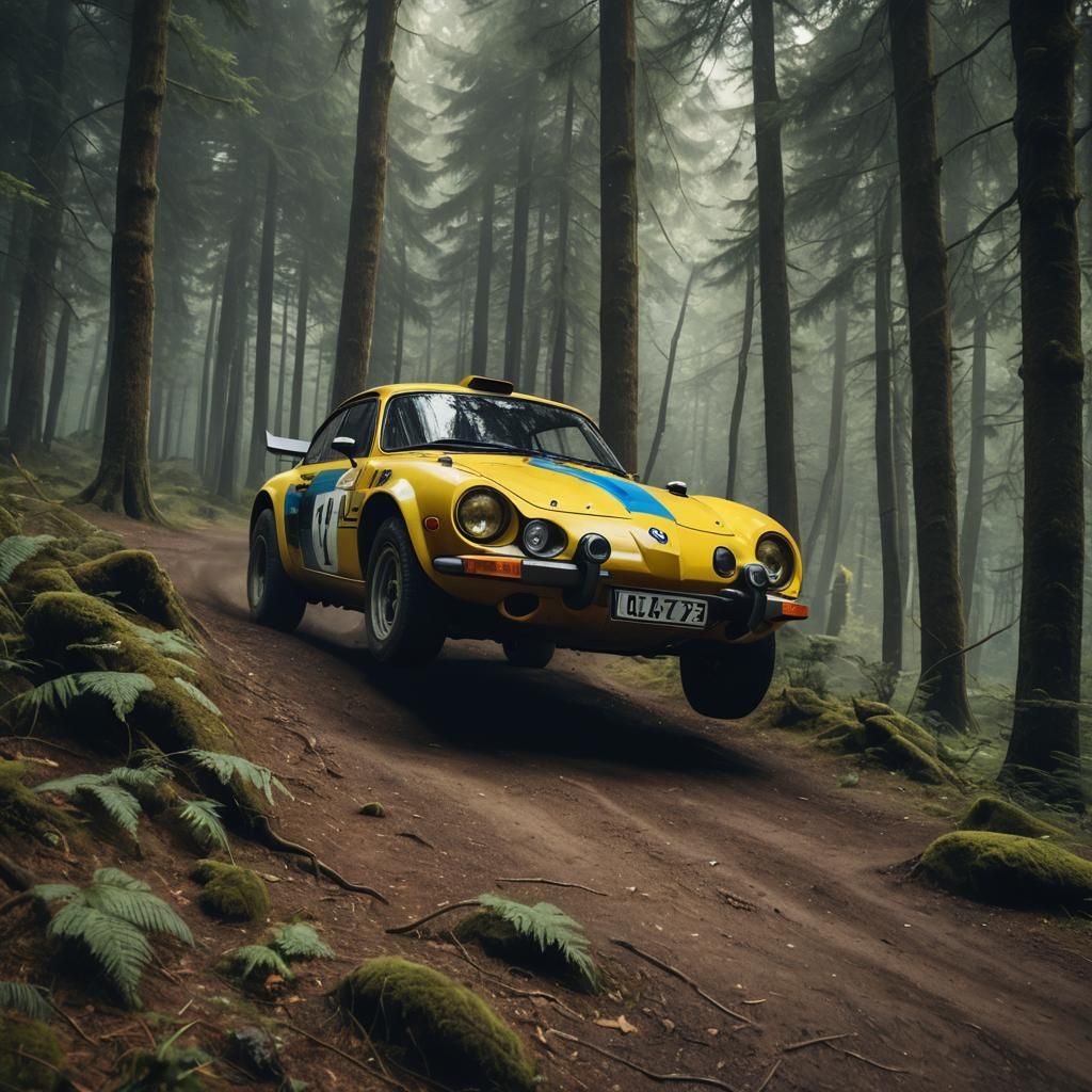 Renault Alpine A110 Rally Car in Cyberpunk Style