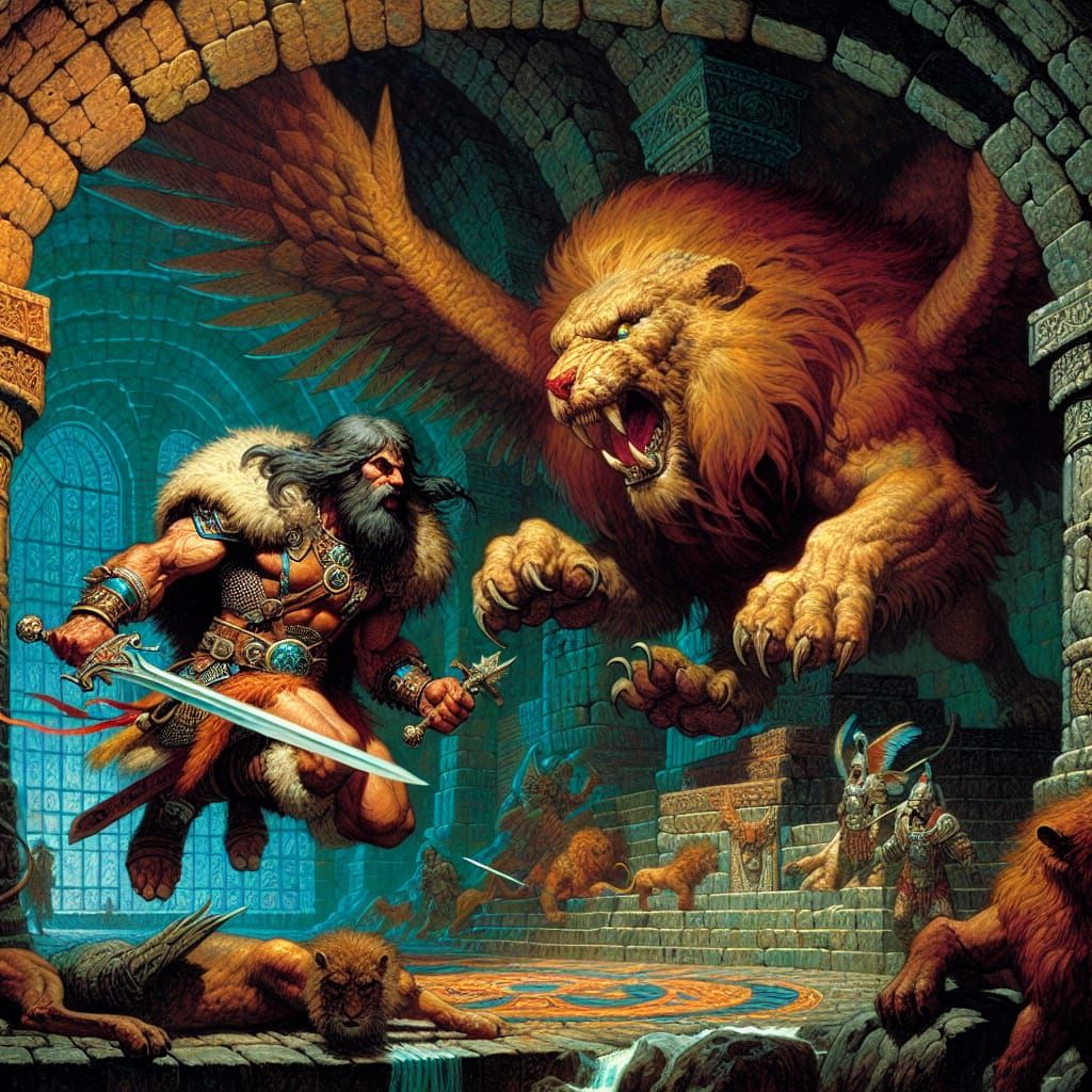 The liongriffin jumpscare on a barbarian