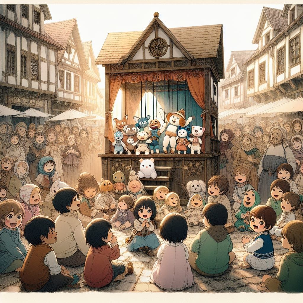 Enchanting Puppet Show in Medieval Square