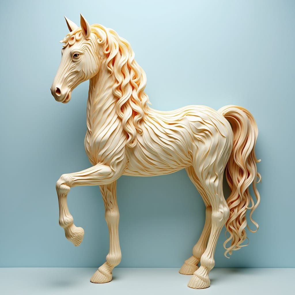 Ethereal Ribbon Horse in Delacroix-Inspired Style