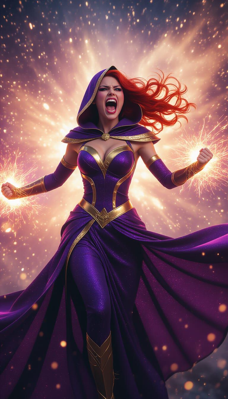 Nebula Celestial Being in Cosmic Battle Pose