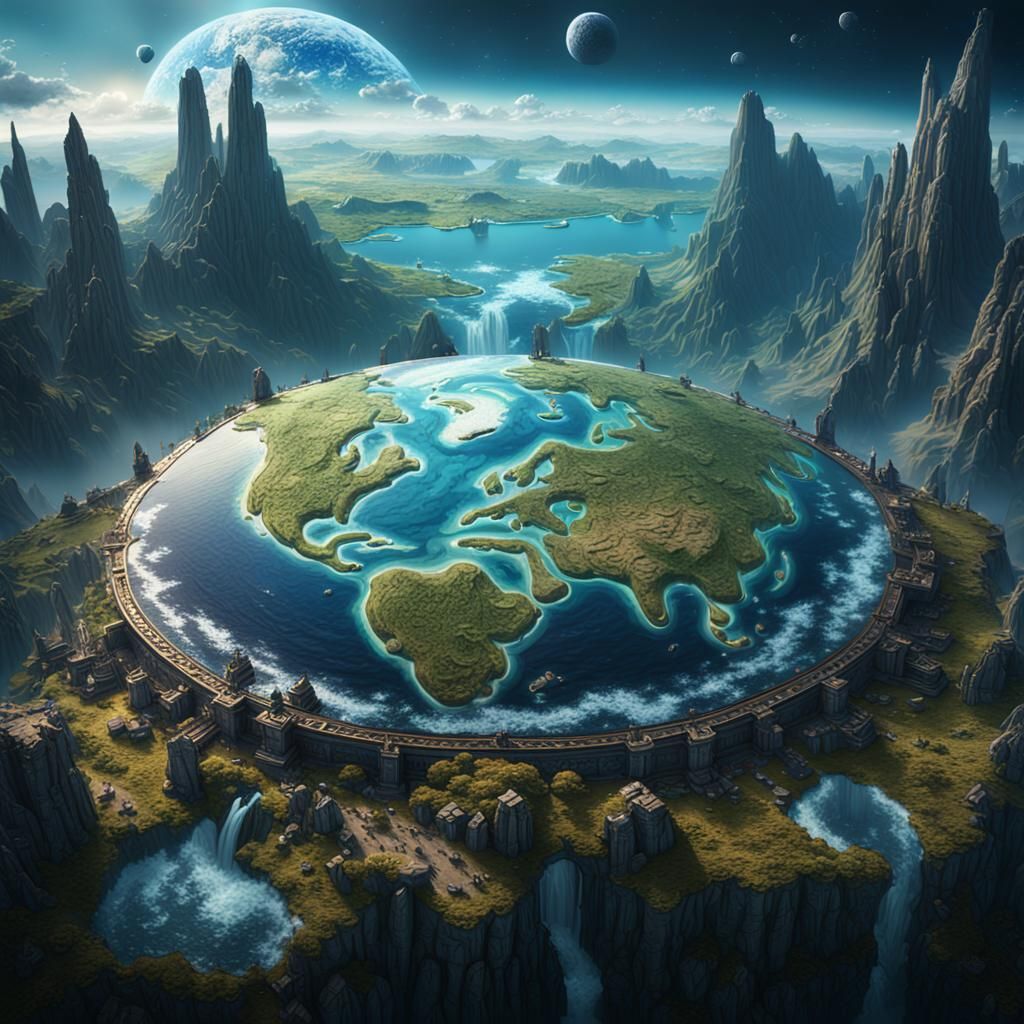 Detailed Matte Painting of a Flat Earth