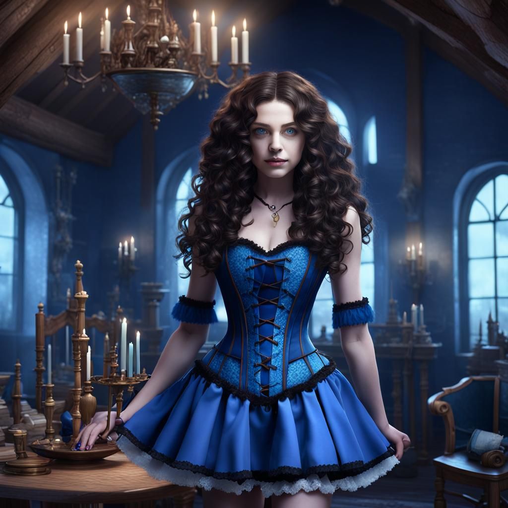 Young Witch Casting Spells in Gothic Home