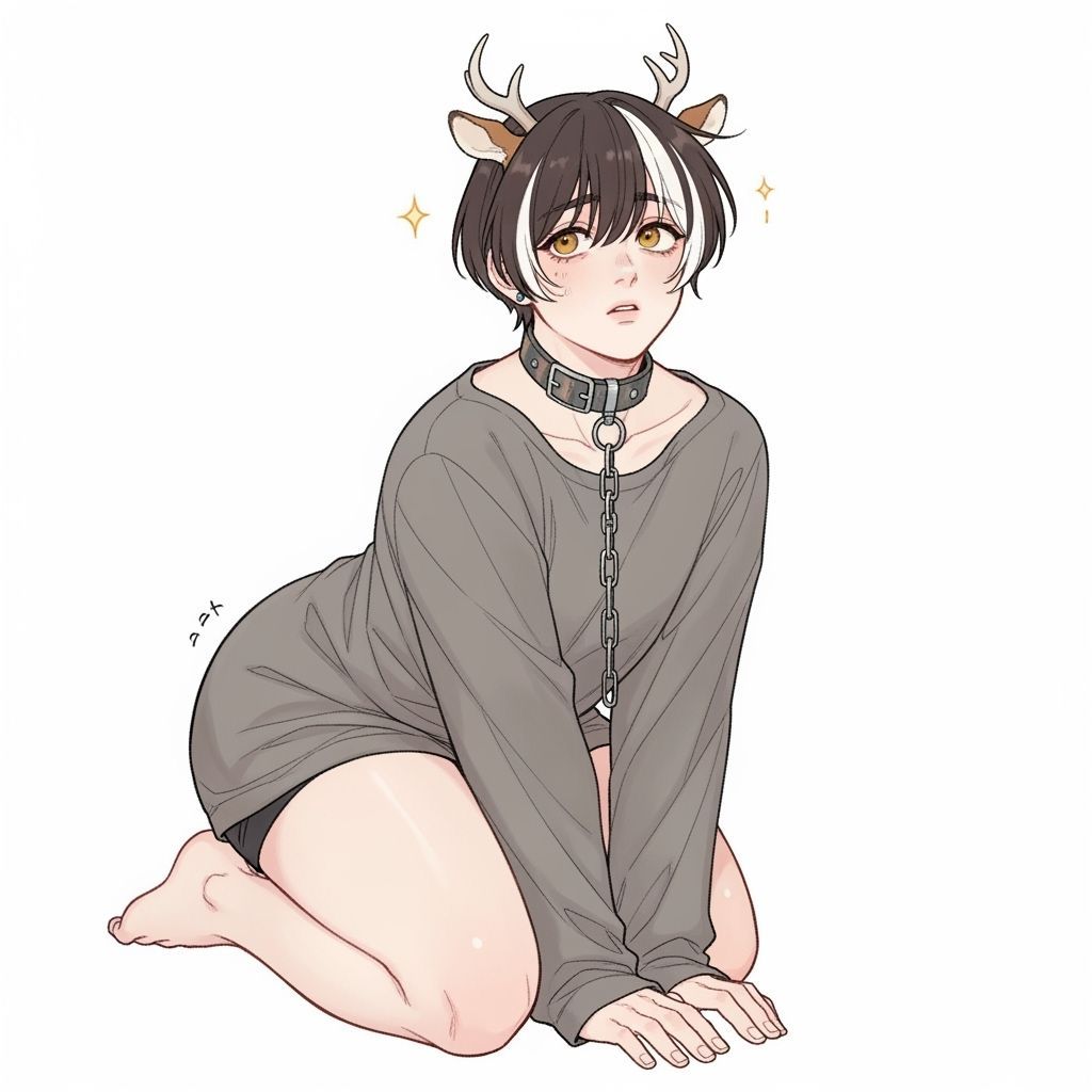 Young Man with Antlers in Fantasy Style