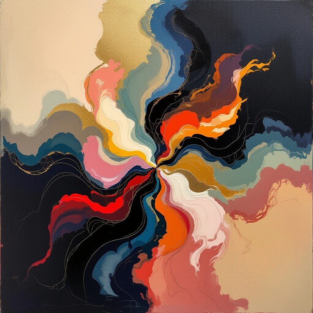 Abstract Expressionist 'Language of Motion' Oil Painting