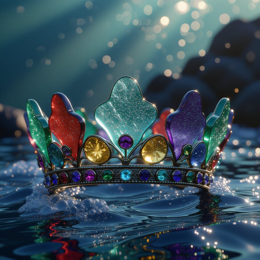 Intricate Sea Glass Crown in Deep Fantasy Colors