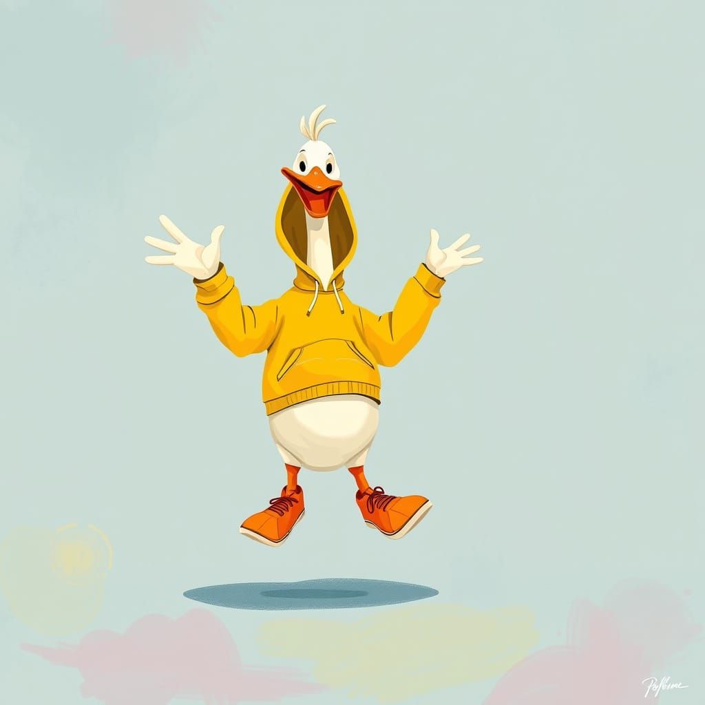 Joyful Duck Dances in Whimsical Digital Art