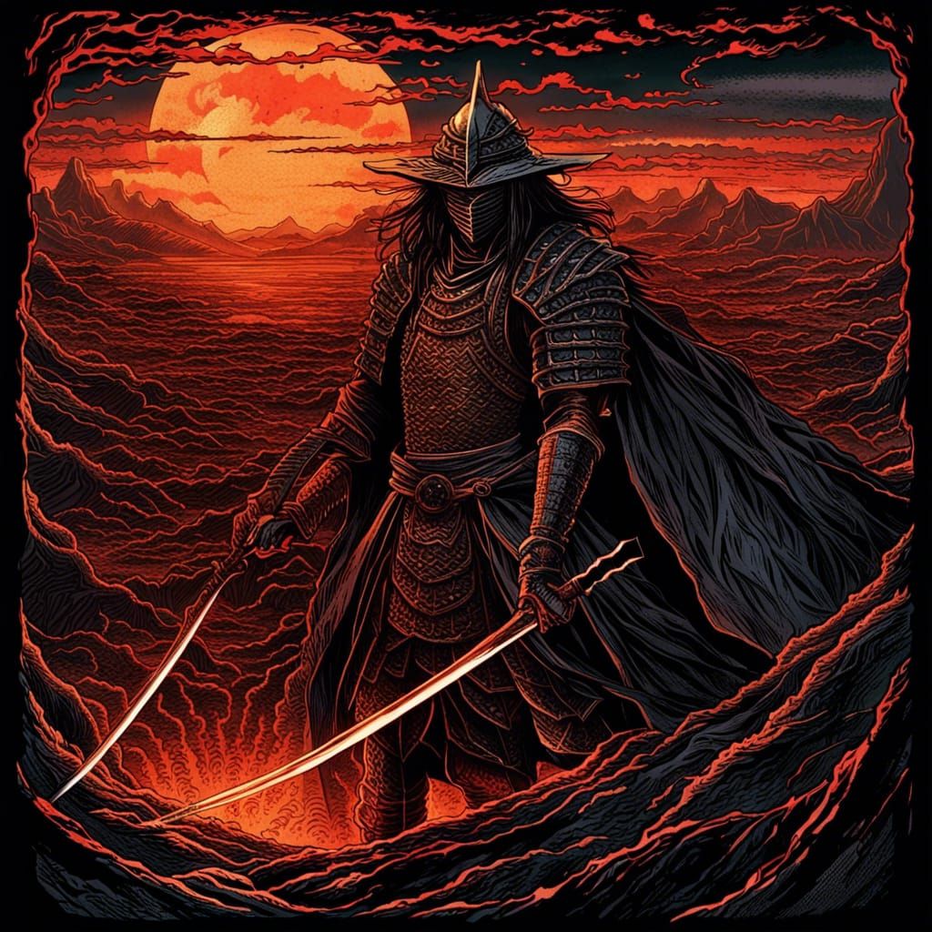 Samurai Sauron in Mordor: Comic Book Art