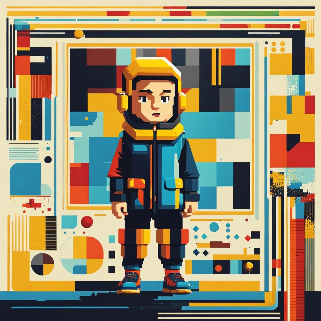 Pixel Art Game Character with Animations in Pop Art Style