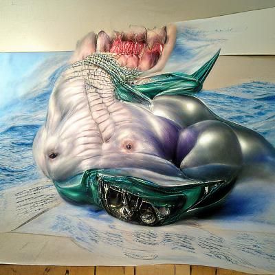 Hyperrealistic Leviathan in Bimbofication Style