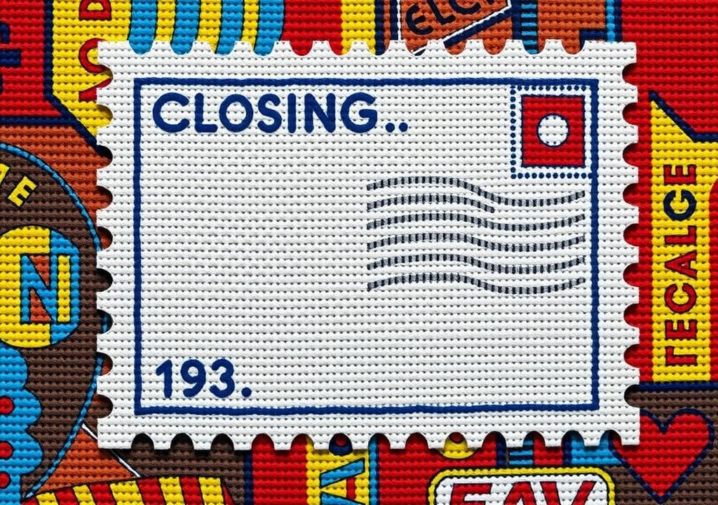 Vibrant Pop Art Postage Stamp Needlepoint