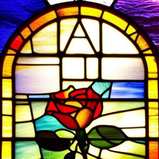 Stained Glass Rose Window in Divine Light