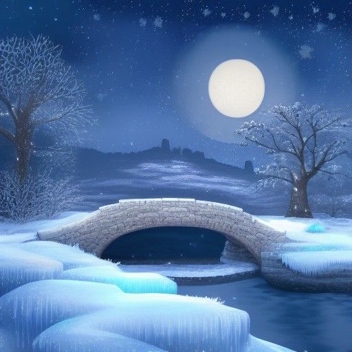 Frozen Bay at Night: Anime Winter Wonderland