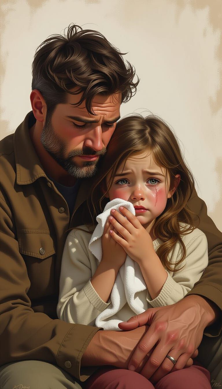 Touching Father-Child Moment in Matte Painting Style