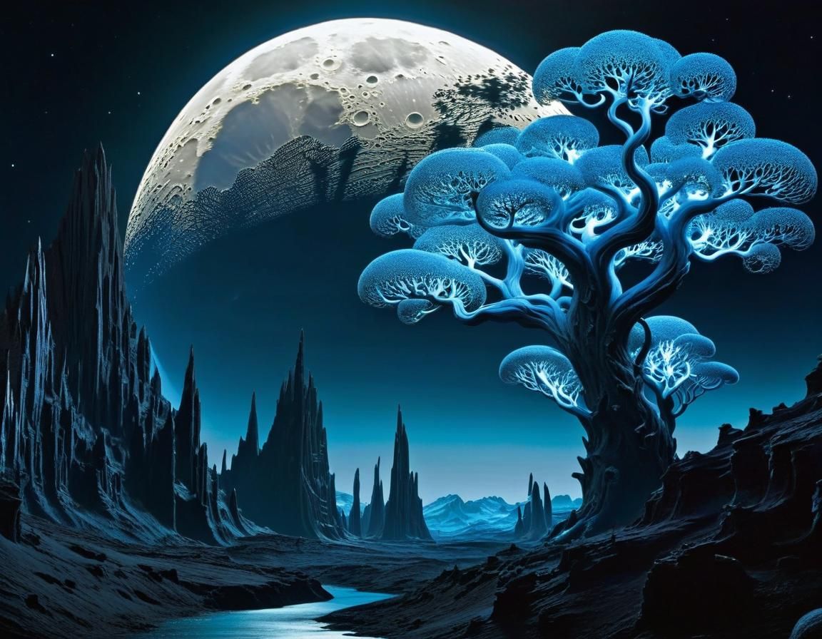 Glowing Infaunal Creatures in Moonlit Hyperborea