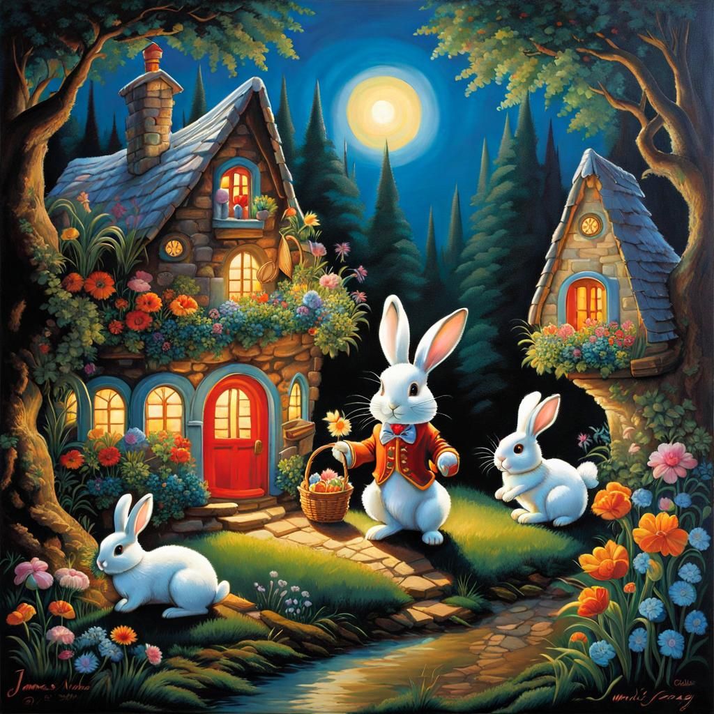 The Bunny Family. Cozy Evening