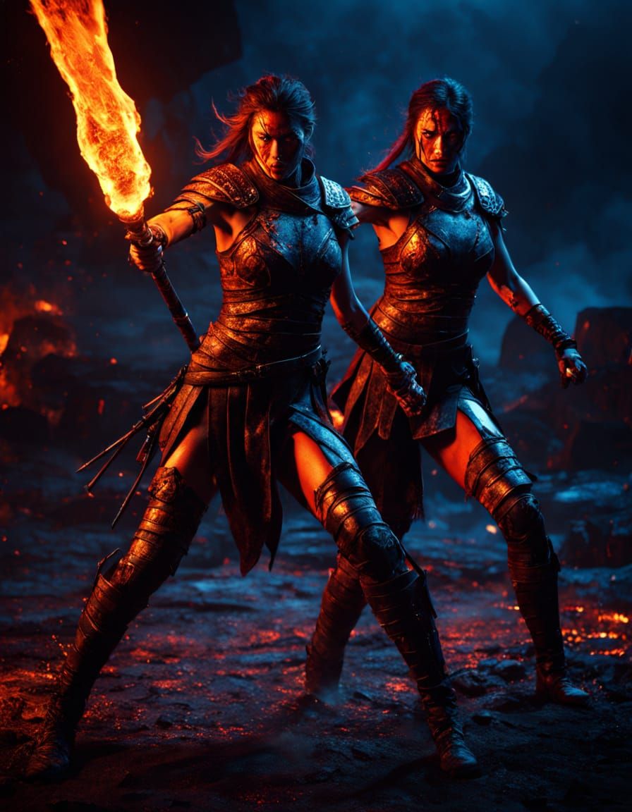 Female Warriors Clash in Apocalyptic Arena: Hyper-Realistic ...