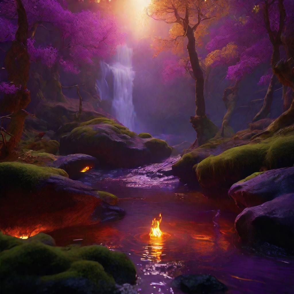 Fire Salamanders in a Magical Forest Wonderland