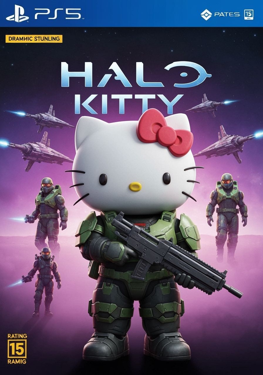 Hello Kitty in Cyberpunk Halo Armor