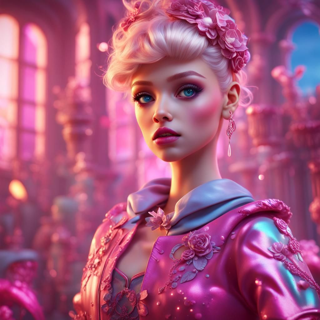Boy Dolled Up in Barbie Style: Fantasy Art