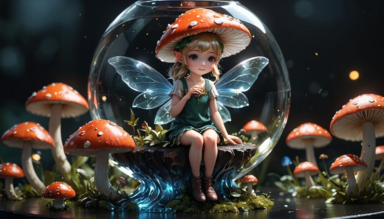 Fairy in Glass: Detailed 3D Anime Art