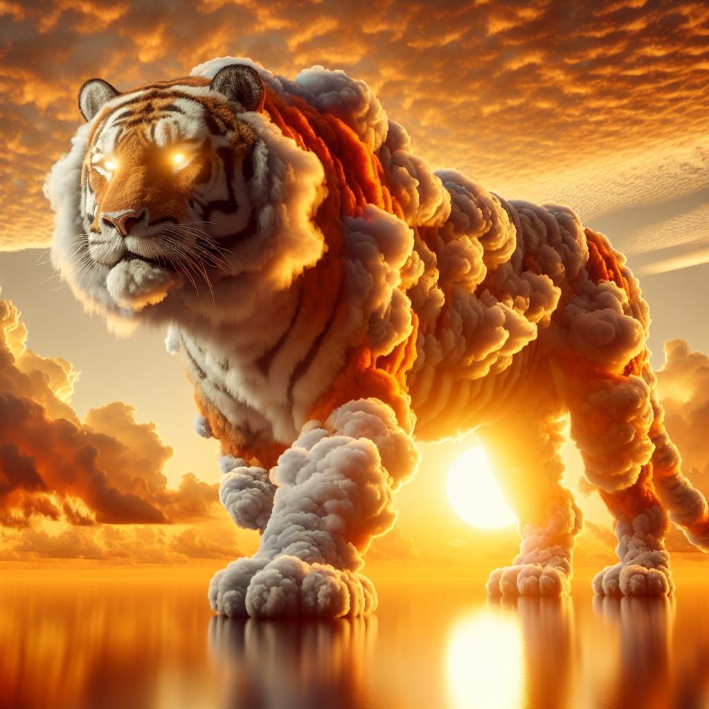 Majestic Cloud Tiger at Golden Sunset