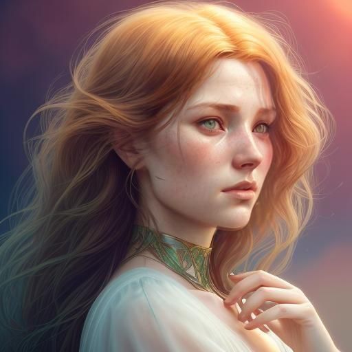 Loving Redhead Portrait in Hyperdetailed Digital Art