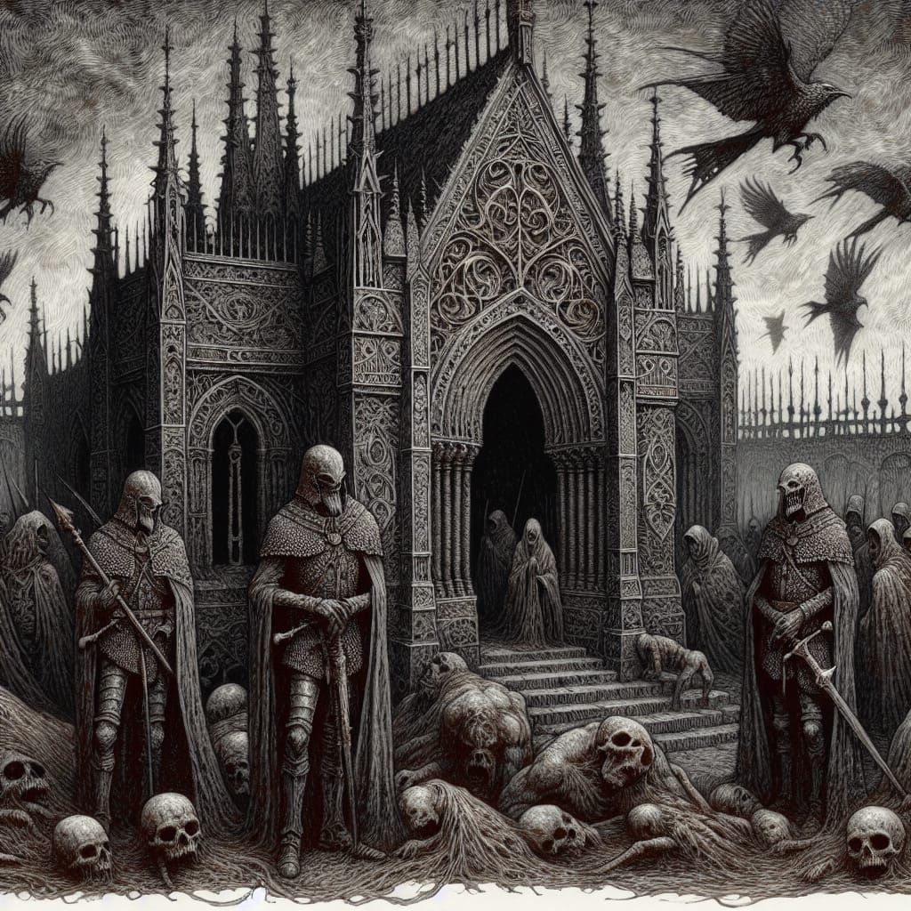 Dystopian Orc Burial Scene in Gothic Horror Style