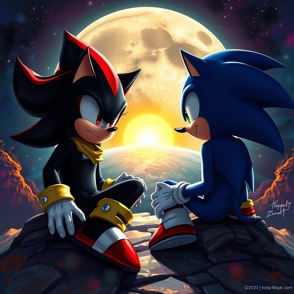 Sonic and Shadow Watch Earth's Sunrise from the Moon in Hype...