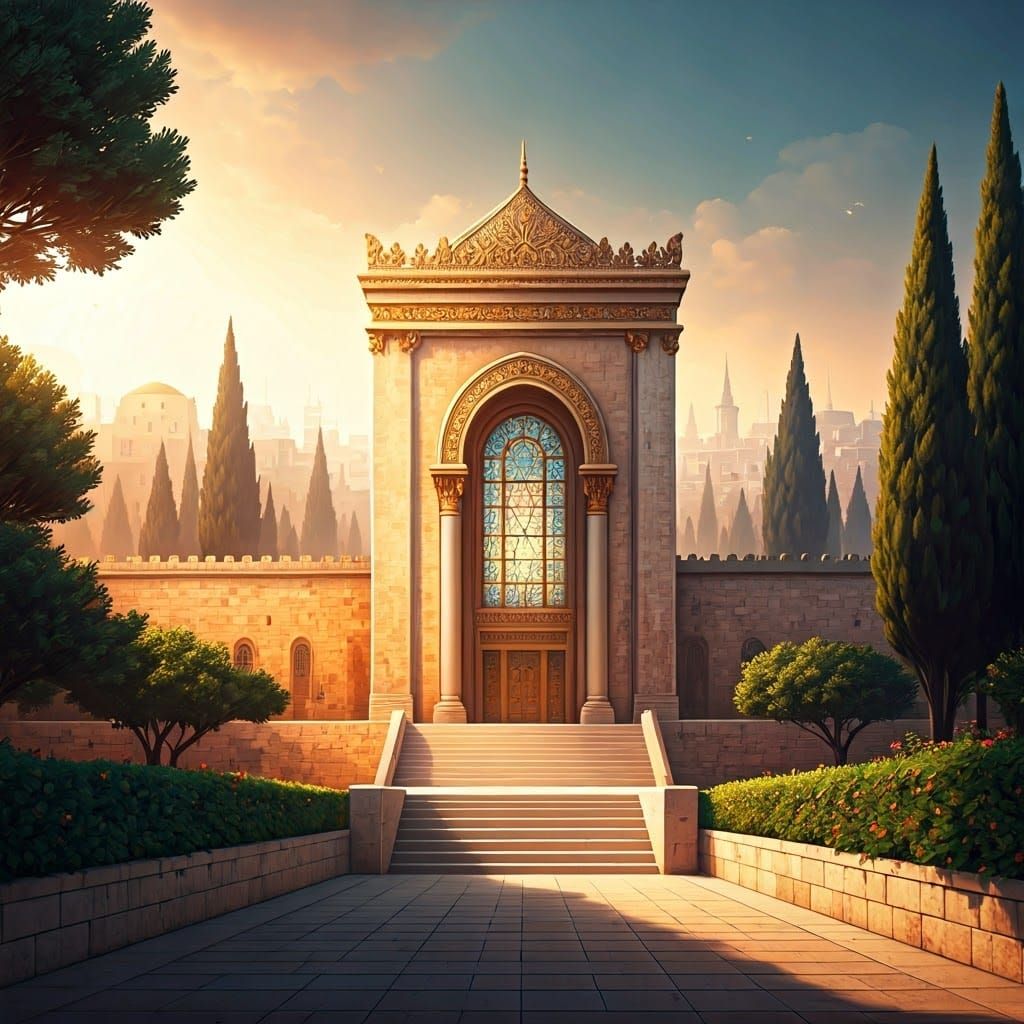 Ancient Temple in Jerusalem Radiates Golden Splendor