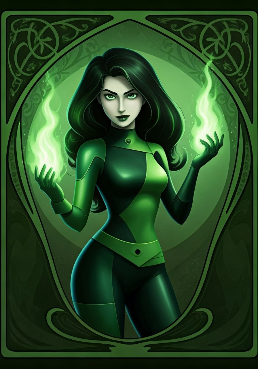 Shego Villainous Pose in Art Nouveau Style