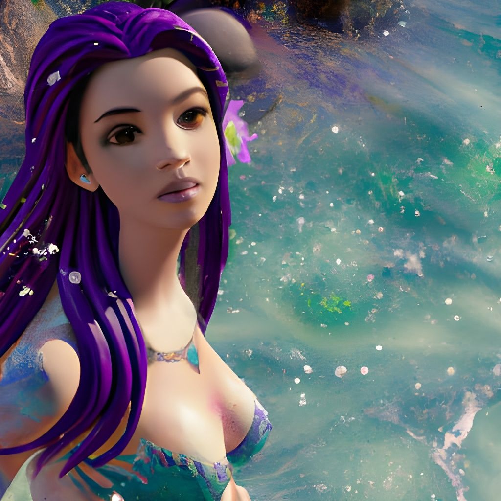 Beautiful Mermaid Swimming by Sunken City