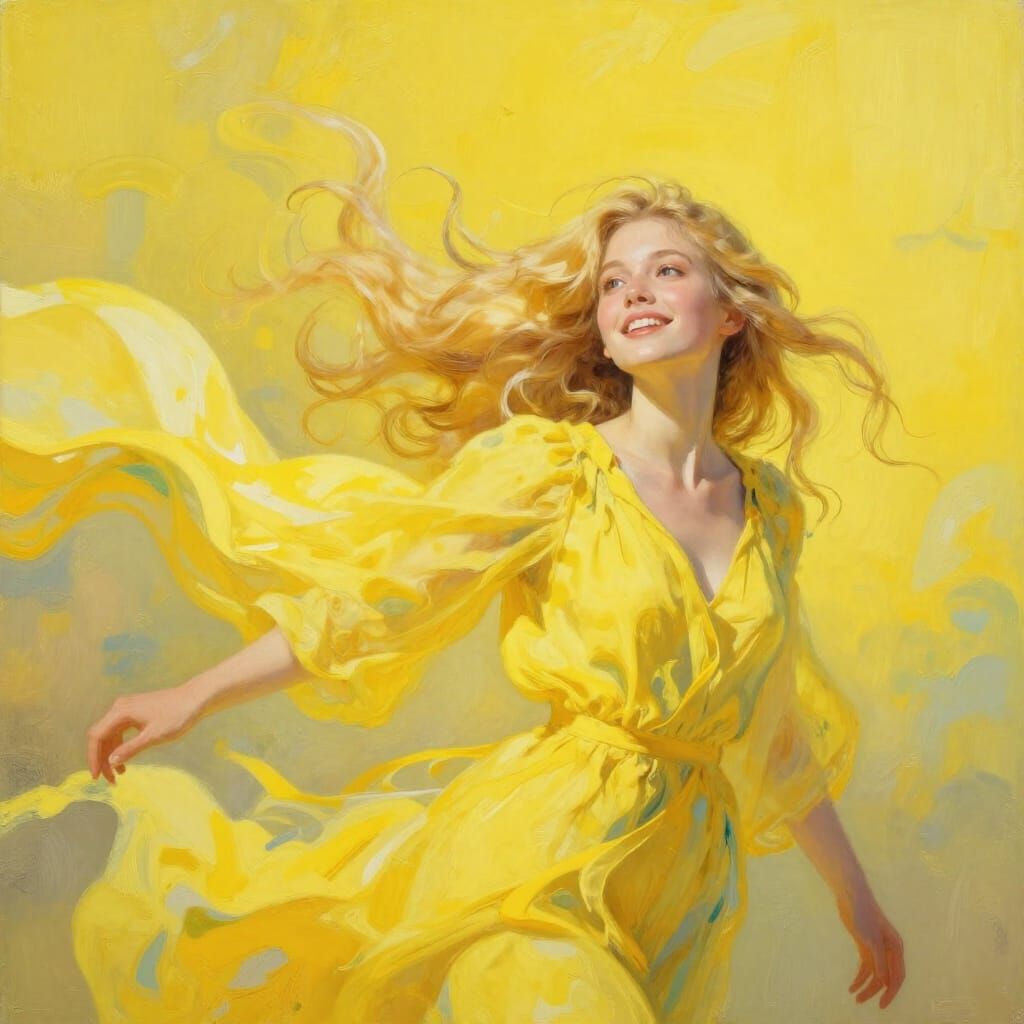 Woman's First Encounter With Yellow in Abstract Art