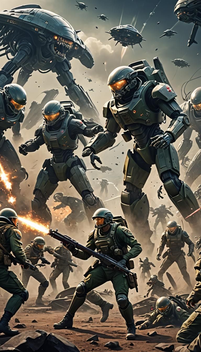 WWII Soldier Versus Aliens in 3D Anime Style