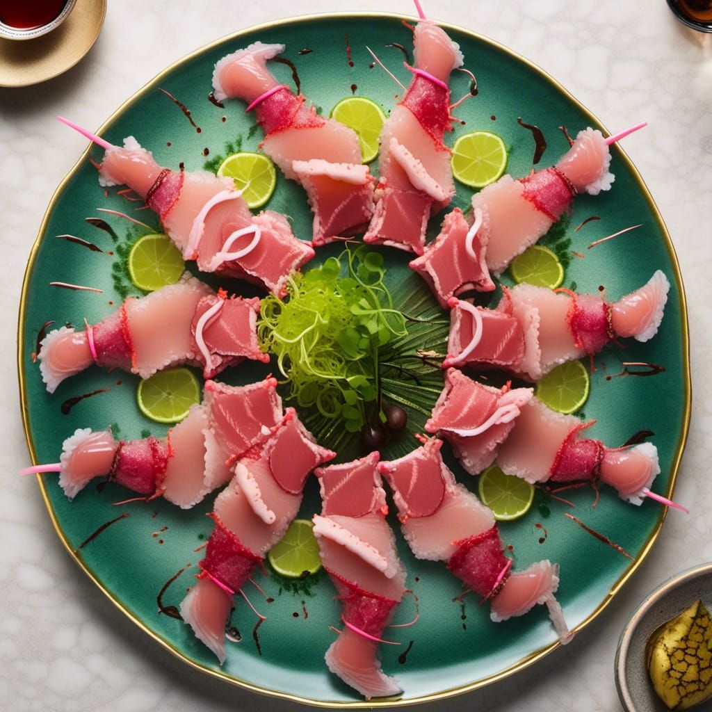 Parasite Worms Crawling on Tuna Sashimi