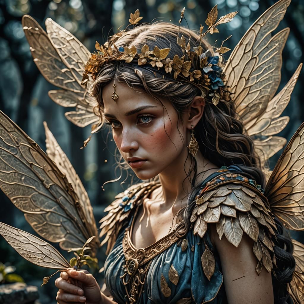 Hyperrealistic Greek Fairy in Sharp Focus