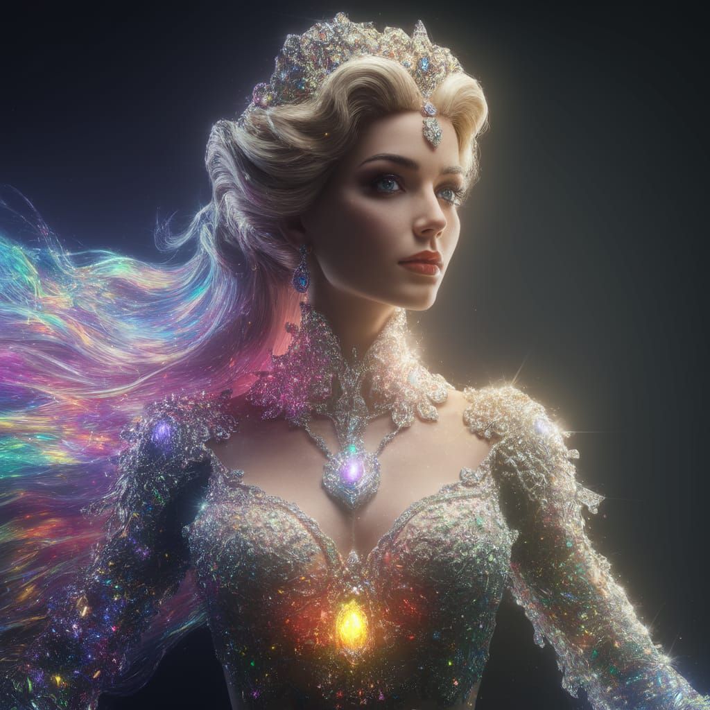Glowing Princess in Vibrant Jewel-Toned Fantasy
