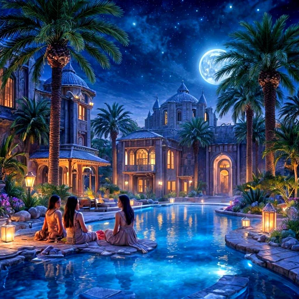 Fantasy desert oasis