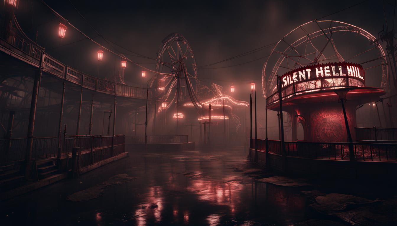 Hellish Amusement Park in Dark Fantasy Style