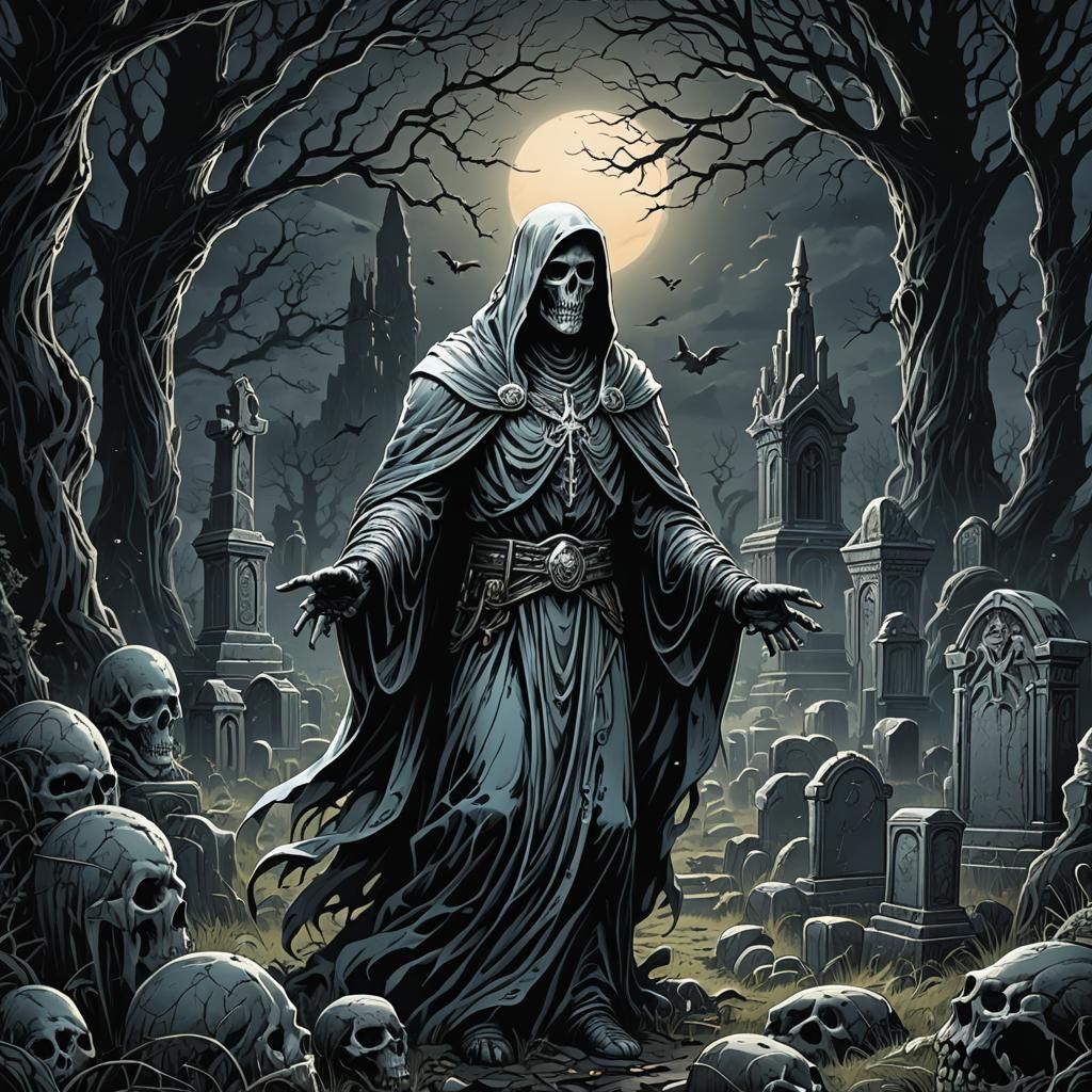 Graveyard Apparition in Dark Fantasy Style