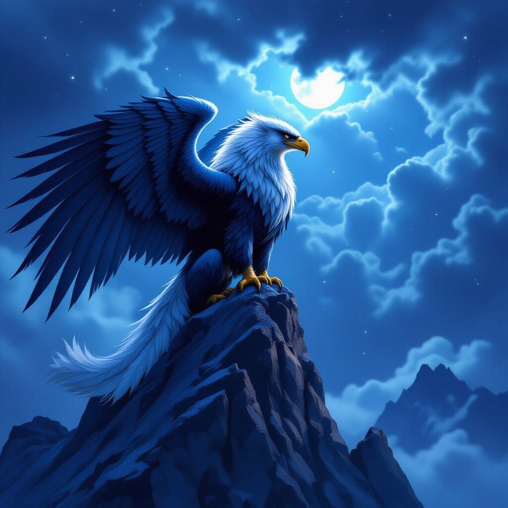 Majestic Griffin on Mountain Peak in Epic Fantasy Style