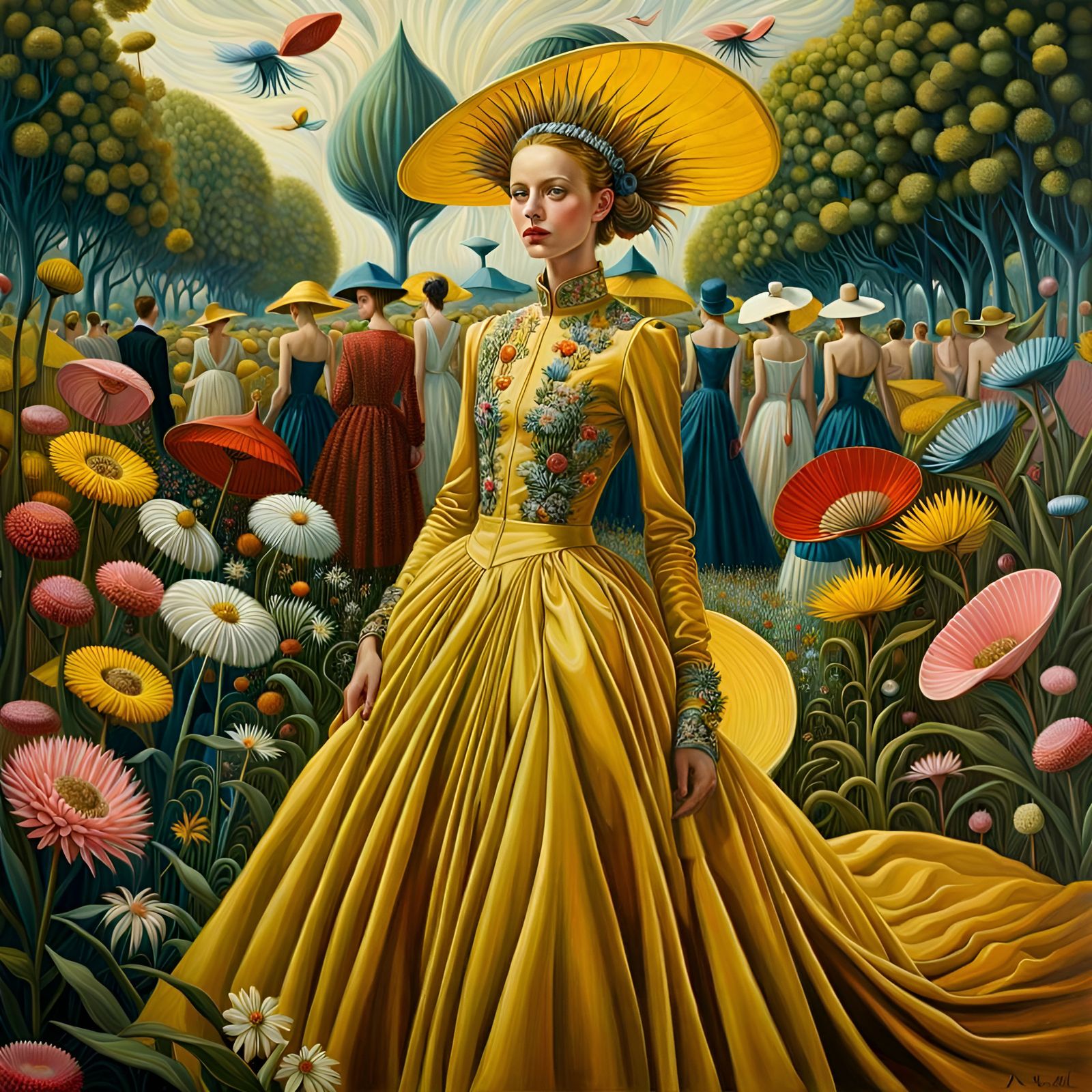 Surreal Fashion Show in Maximalist Oil Painting