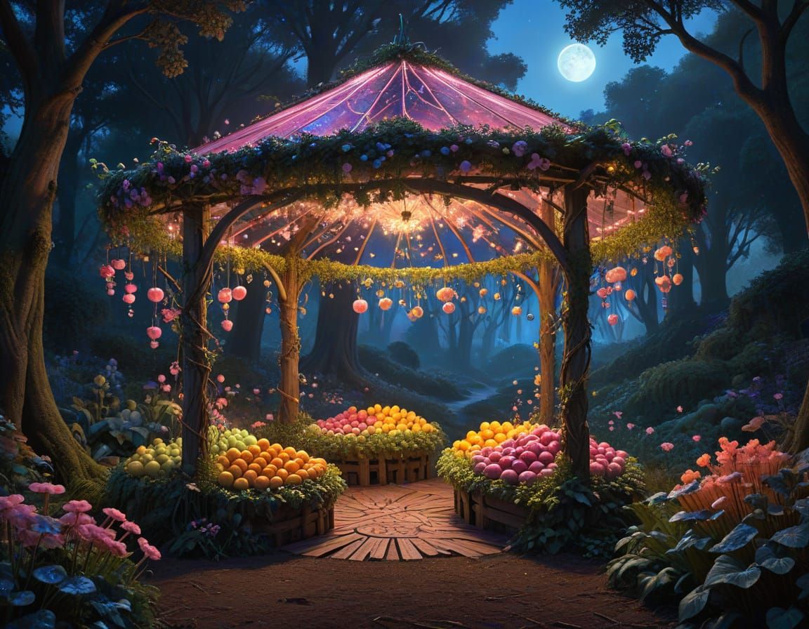 Magical Farmstand Oil Painting by Brothers Hildebrandt Style