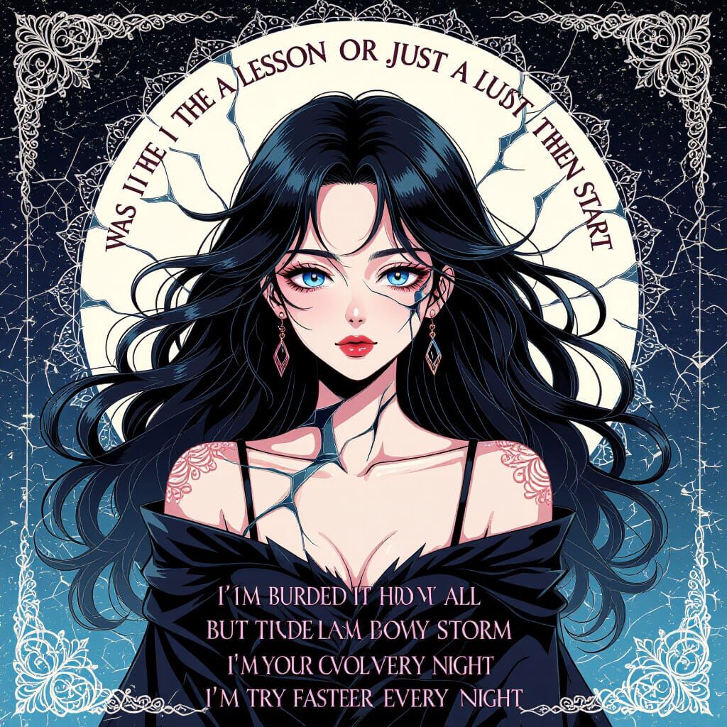 80s Anime Style Art of Eldritch Woman with Zentangle Pattern...