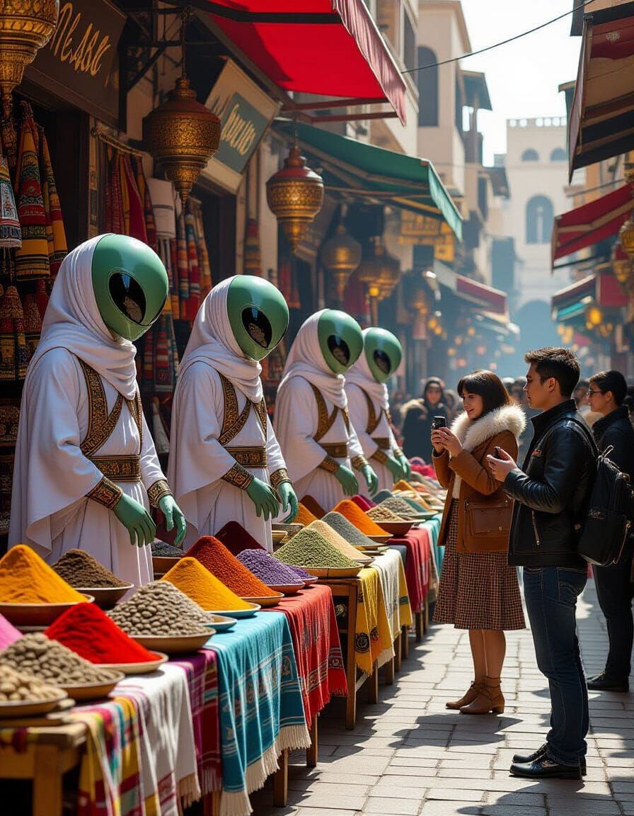 Alien Spice Market in Retro Sci-Fi Style