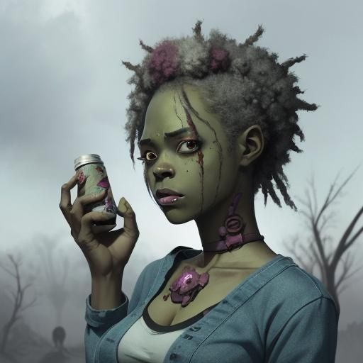 Anime Style African American Female Zombie