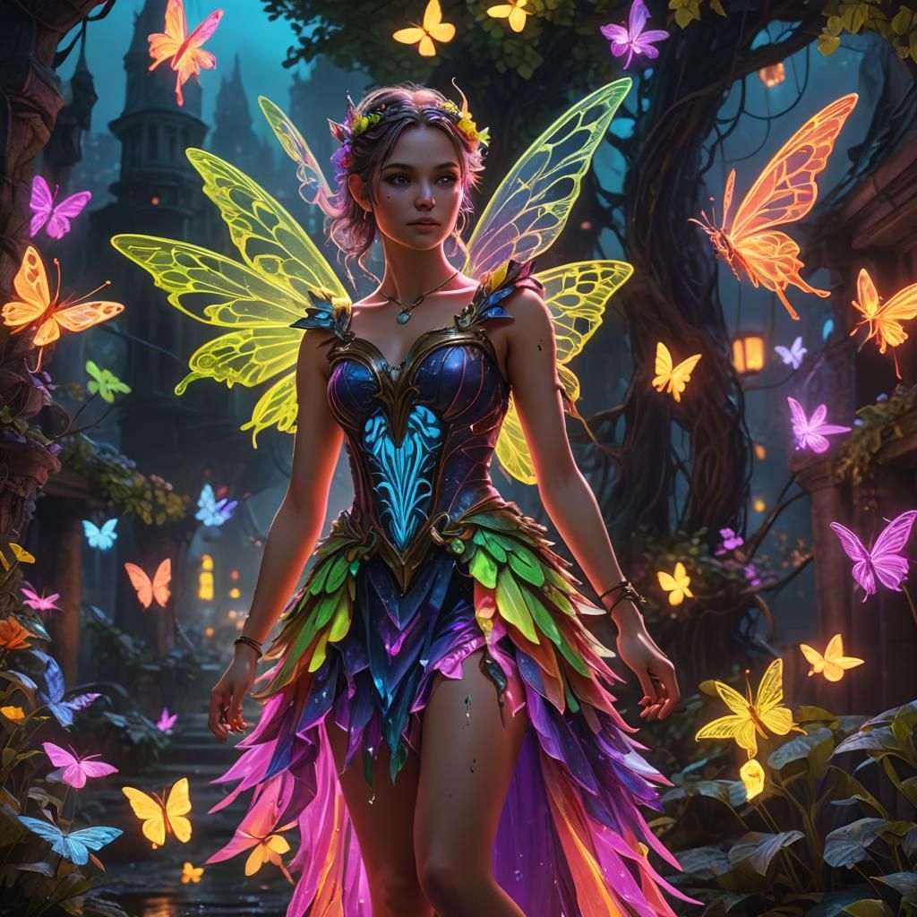 Neon Fairy in Detailed Fantasy Concept Art