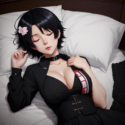 Sleeping Woman in Anime Art Style